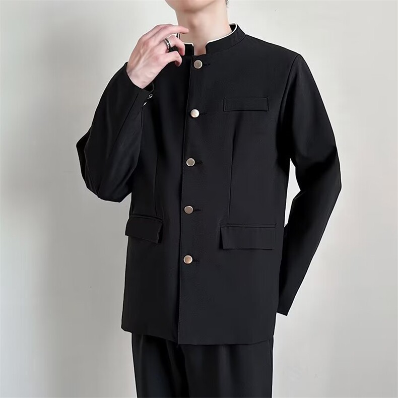 新中式中山装西服套装男士立领垫肩西装唐装外套W41,男装西服套装,星座1116A-1（原606A）