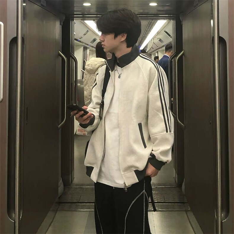 抖音得物高品质26春装美式高街重磅结构拼接织带立领卫衣外套CM42,女装短外套,电商A486-1