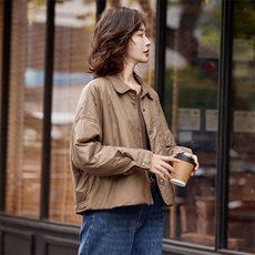 卡其色翻领轻薄保暖棉衣女2025秋冬新款小个子棉服外套女，女装棉衣/棉服，梦懿尔
