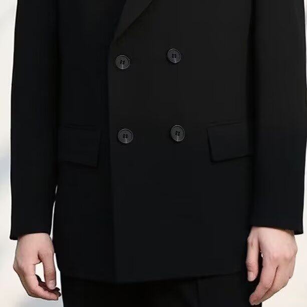 双排扣男士西装结婚礼服修身帅气黑色西服男韩版潮流英伦外套,男装西服套装,星座506A