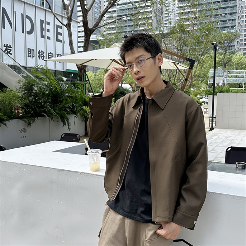 秋季2025老钱风抖音纯色休闲立领夹克店主风A236-JK628-P125图片
