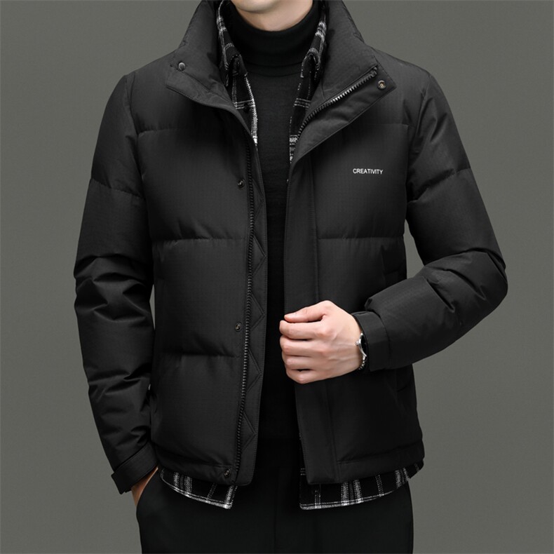 男士羽绒服冬季新款潮流休闲假两件套白鸭绒加厚保暖立领外套,男装羽绒服,钱塘6003（原4033）