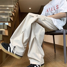 裤子男春秋季2025新款港风阔腿宽松运动休闲裤大码直筒条纹长裤潮，男装休闲裤，星座218-1（原230）