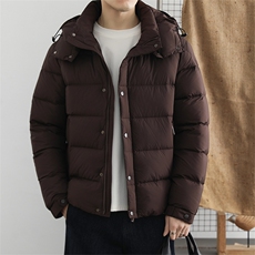 2025冬季90白鸭绒保暖羽绒服男连帽休闲纯色御寒上衣百搭外套，男装羽绒服，星座914