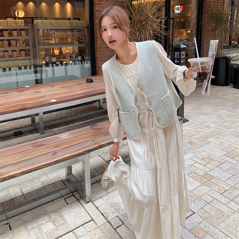 2023年秋季新款韩系甜美百搭两件套套裙B190-82502-P155-K218，女装套装/套裙，一九零