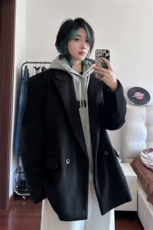 中长款呢子大衣男中性风2025秋冬季呢子外套女XZ514-2-24275-P98，女装短外套，星座514-2(原B239)
