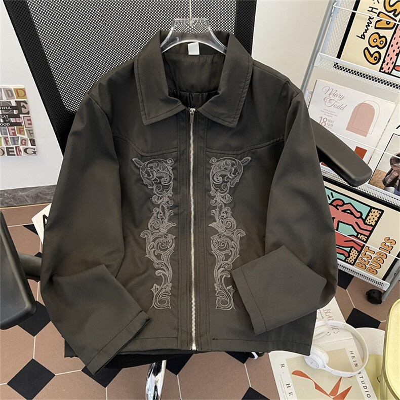 ins美式复古雕花西部刺绣短款翻领夹克男JK06631-P75,男装夹克,星座308B-2