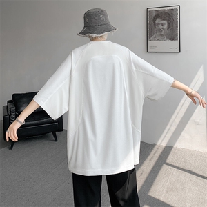 8XL-M 特大码日系复古山西速干镂空拼接短袖T恤上衣男DX319P50图片