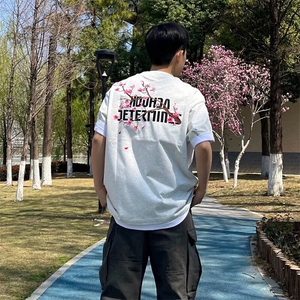 万针全刺绣工艺抖音得物高品质260克重磅纯棉双纱美式高街短袖T恤图片
