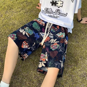 时尚青少年日常沙滩裤夏季潮流宽松休闲花短裤新款简约潮流宽松型图片