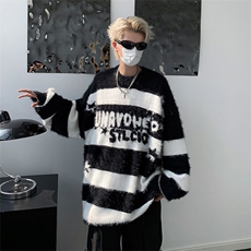 秋款男圆领套头毛衣条纹五角星休闲外套M9214P50，男装针织衫/毛衣，星座1013-1