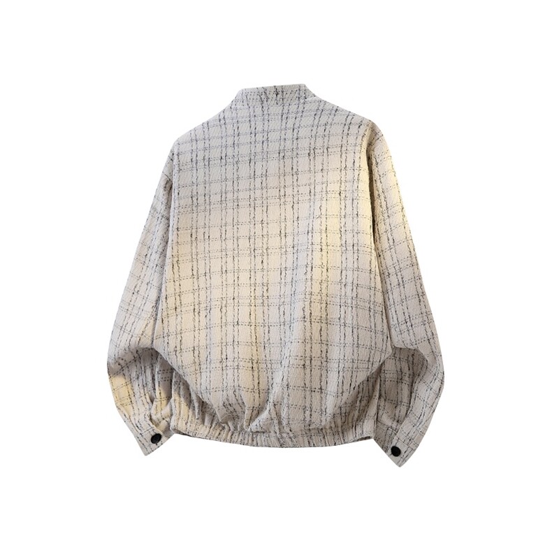 XF2623/P75春装小香风西服男短款夹克格子新中式西装痞帅立领外套,男装夹克,电商A141