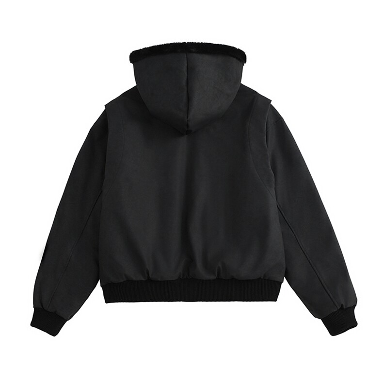 现货高品质美式冬季重磅座山雕大毛毛领pu皮棉衣男女加厚外套,男装皮衣,电商A443