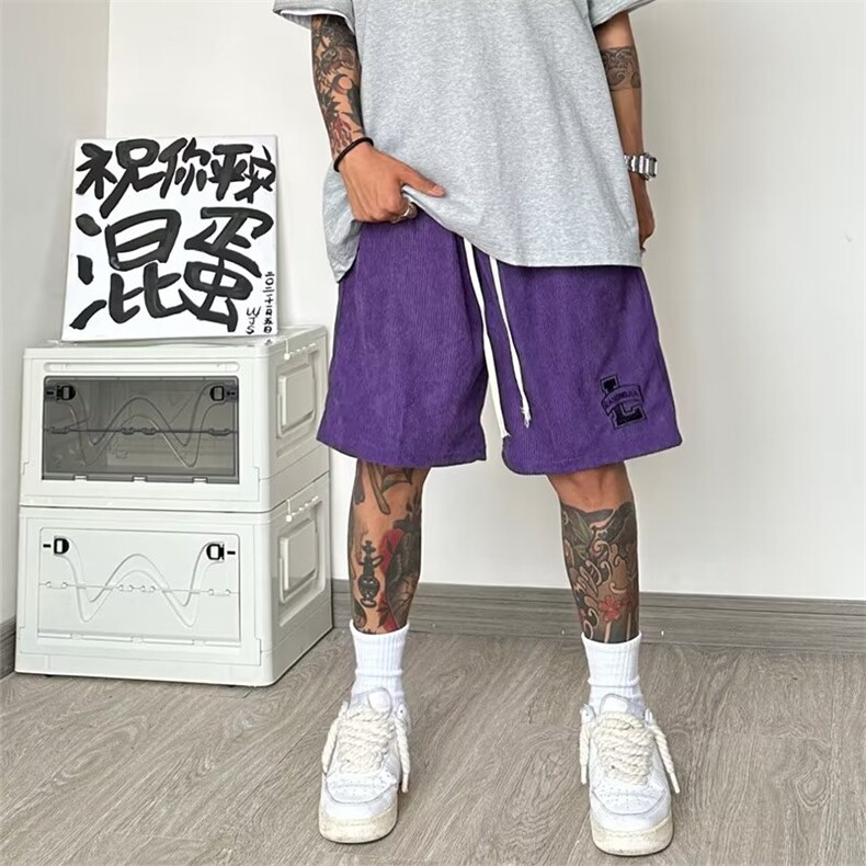 美式休闲运动短裤男女夏季复古宽松潮牌直筒情侣五分裤QD861-p28,男装牛仔裤,星座1008-1