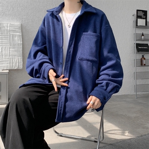 8XL-M加绒灯芯绒衬衫大码复古秋冬保暖上衣外套CS9001/P58加绒68