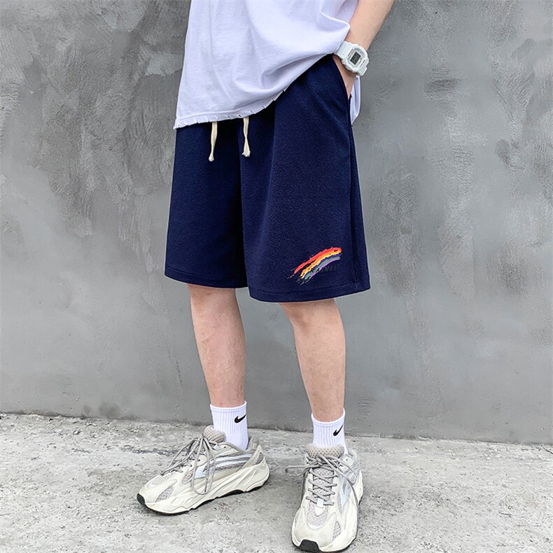 MK37064-P15冰丝短裤男士大码宽松休闲五分裤男运动中裤港风,男装休闲裤,电商A040A