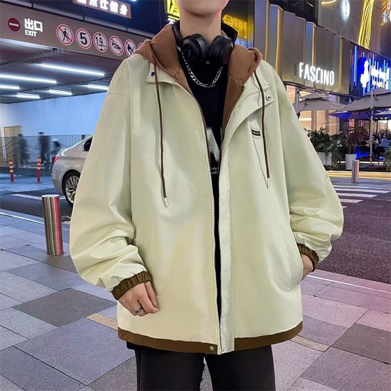 假两件外套男士秋季2023宽松夹克上衣青少年春秋款冲锋衣JX139,男装夹克,星座1116A-1（原606A）