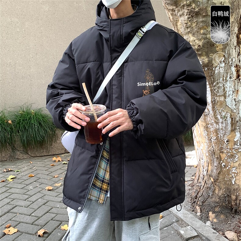 港风冬季新款连帽白鸭绒羽绒服男潮宽松印花YR6145P225控268,男装羽绒服,电商A268A