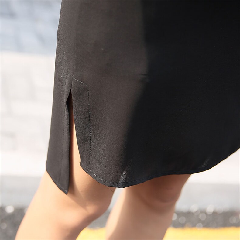连衣裙条纹圆领中腰套头一步裙2021年夏季五分袖中长款H型,女装连衣裙,依恋蒂丝