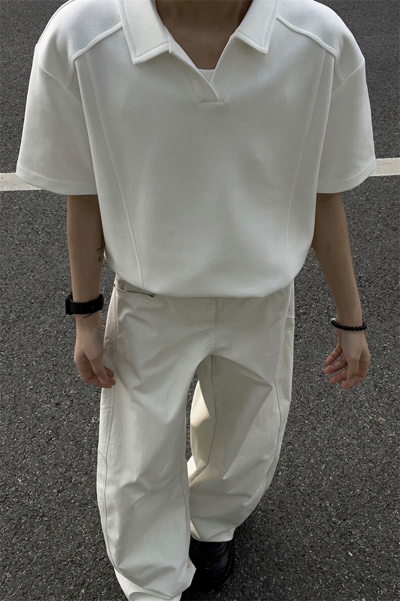 现货重磅POLO衫夏季短袖翻领半袖上衣cleanfit正肩t恤衫S419特28,男装T恤,电商A233-1