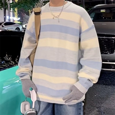 针织衫条纹毛衣男秋季日系潮牌i松情侣装慵懒风保暖上衣MZ073-P49，男装针织衫/毛衣，星座412-2