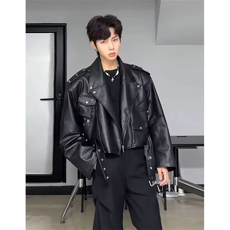 J416皮衣（原版高质量）黑色-棕色M-3XLP58，男装皮衣，星座506A