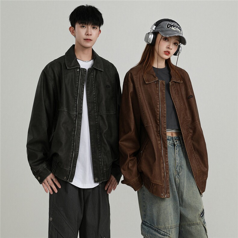 PU皮复古做旧水洗机车服情侣夹克上衣P036/P188,男装夹克,星座202-3