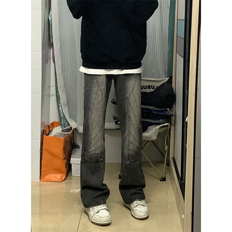 B221美式ins高街暗黑小众铆钉伐木裤牛仔裤LK23145-P65控88,男装牛仔裤,电商B221