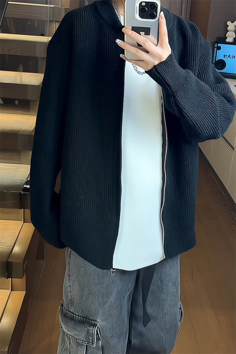 ！棒球领双拉链开衫针织毛衣男CP16-特p55,男装针织衫/毛衣,电商B371