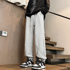 灰色重磅运动卫裤男春秋款美式高街宽松大码束脚裤青少年休闲长裤，男装休闲裤，电商A309