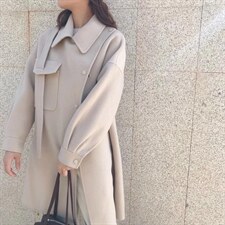 2021秋冬新款爆版肩带斜门襟长款百分百羊毛双面呢，其它，L·H·X