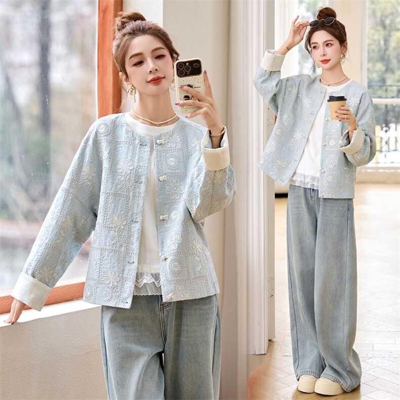 新中式国风上衣女轻奢高端2025年春季新款气质高级感刺绣短款外套，女装短外套，瑶迪依秀