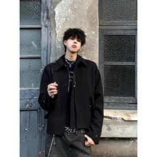 美式cleanfit垫肩短款外套男痞帅翻领正肩设计感小众高级感夹克潮，男装夹克，四季星座505