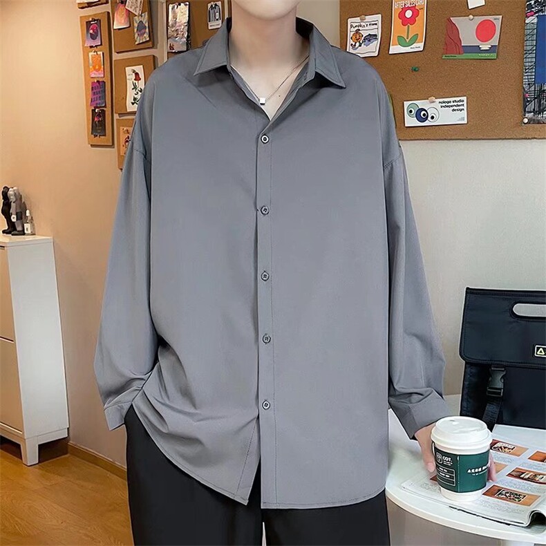 长袖衬衫男港风日系春季韩版潮流帅气冰丝四面弹衬衣GC15P26,男装衬衫,星座1116-2