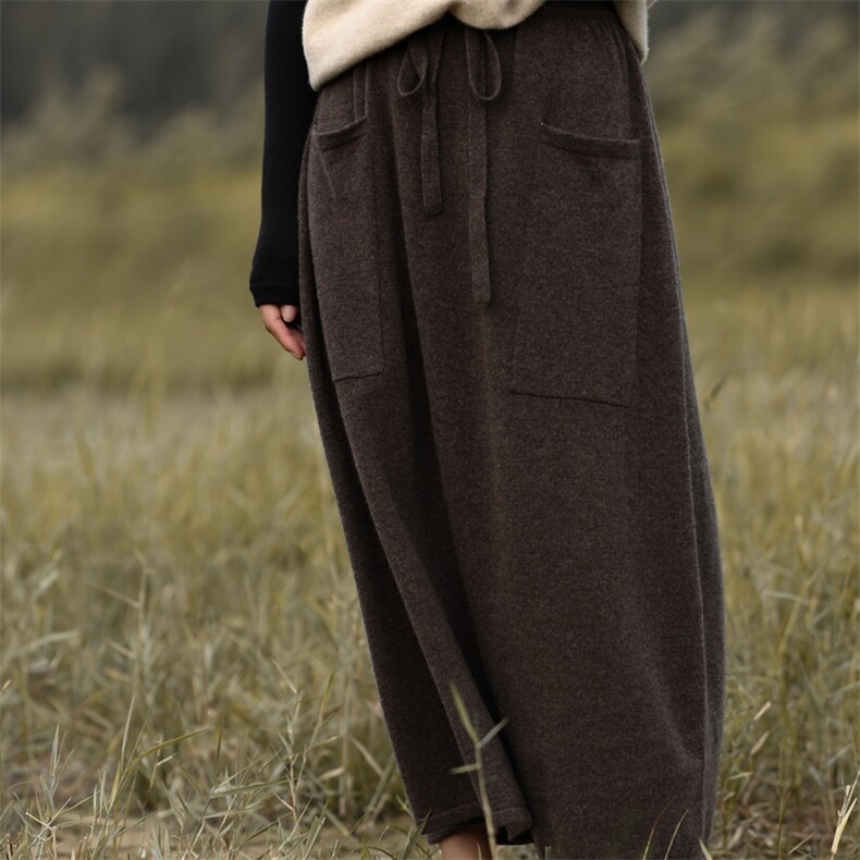 双兜裙简约2024年秋季气质A字裙百搭半身裙，女装半身裙，羿纯羊绒