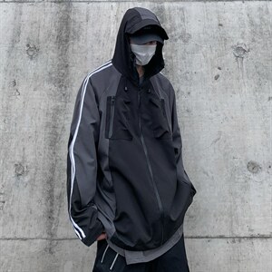 高街vib 潮机能风工装防水功能面料连帽冲锋衣XZ906-2-H153-P85,男装夹克,星座910-6