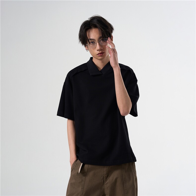 美式极简解构翻领短袖POLO衫男高级感上衣TA1005-P30,男装T恤,星座208-5