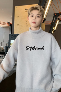 高质量！秋冬高领毛衣加绒加厚翻领针织衫男毛衣 FL246-特p38图片