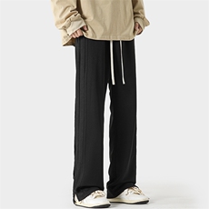 特P30无差价24春季日系潮流拼接开叉休闲裤男大码拖地直筒裤K1284，男装休闲裤，电商A082