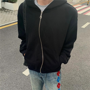 美式cleanfit连帽重磅弯曲拉链高级感短款卫衣男春秋季Boxy外套潮图片