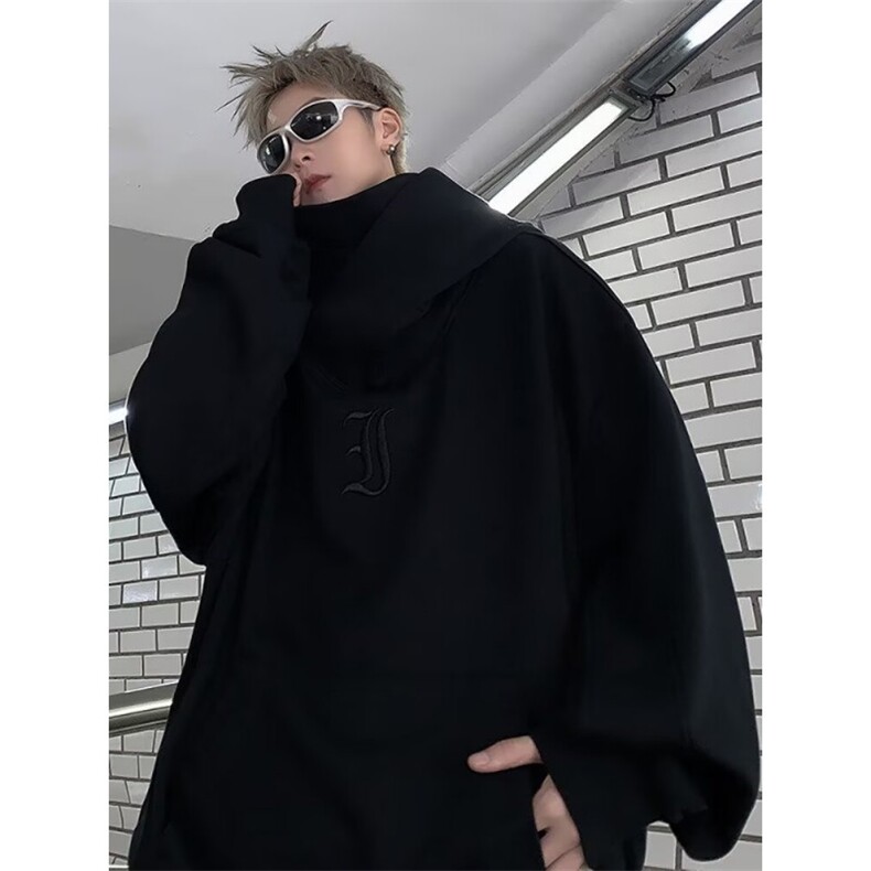 1506/QC40/P54美式重磅高领卫衣男连帽冬季加绒宽松痞帅情侣,男装卫衣,星座1506