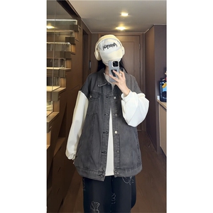 JK3040-P70-控98 现货拼接牛仔夹克外套大码图片
