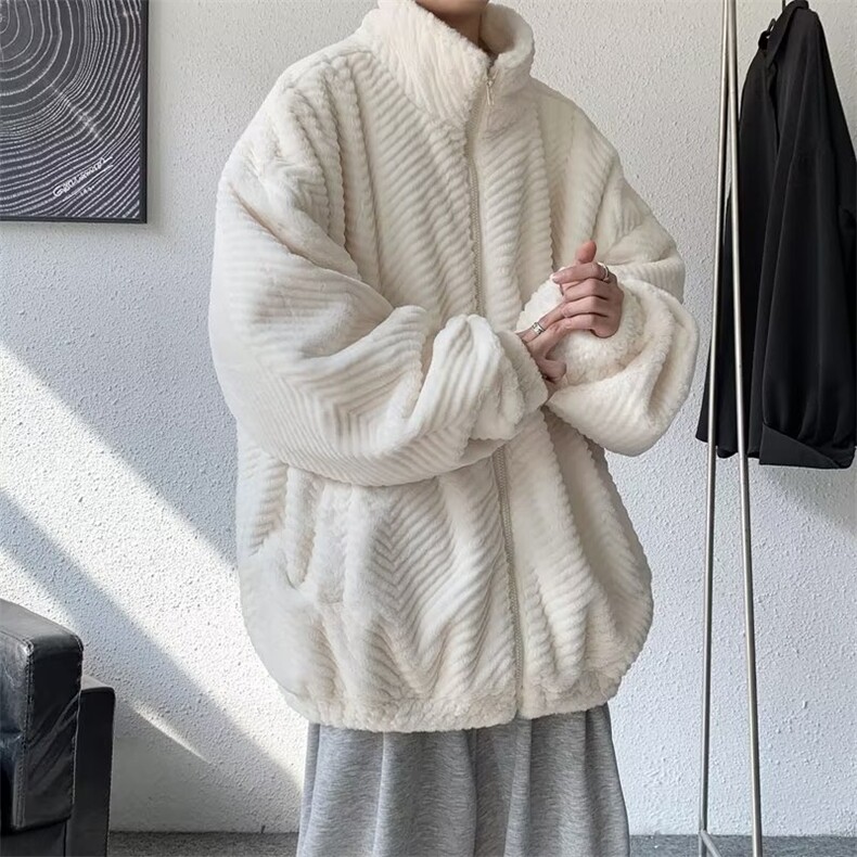 羊羔毛外套男士冬季保暖加厚服2023新款潮牌立领衣W6065-P80,男装棉衣,星座512-3