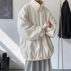 羊羔毛外套男士冬季保暖加厚服2023新款潮牌立领衣W6065-P80，男装棉衣，星座512-3