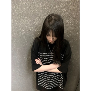 网图有货 夏季美式街头泰戈尔诗歌字母短袖宽松t恤男女 A544-P25图片