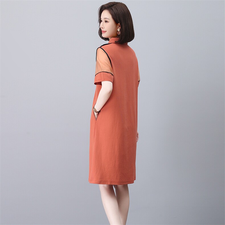 一线原单剪标polo领减龄休闲直筒遮肉中长款短袖卫衣连衣裙女,女装连衣裙,忆绮罗