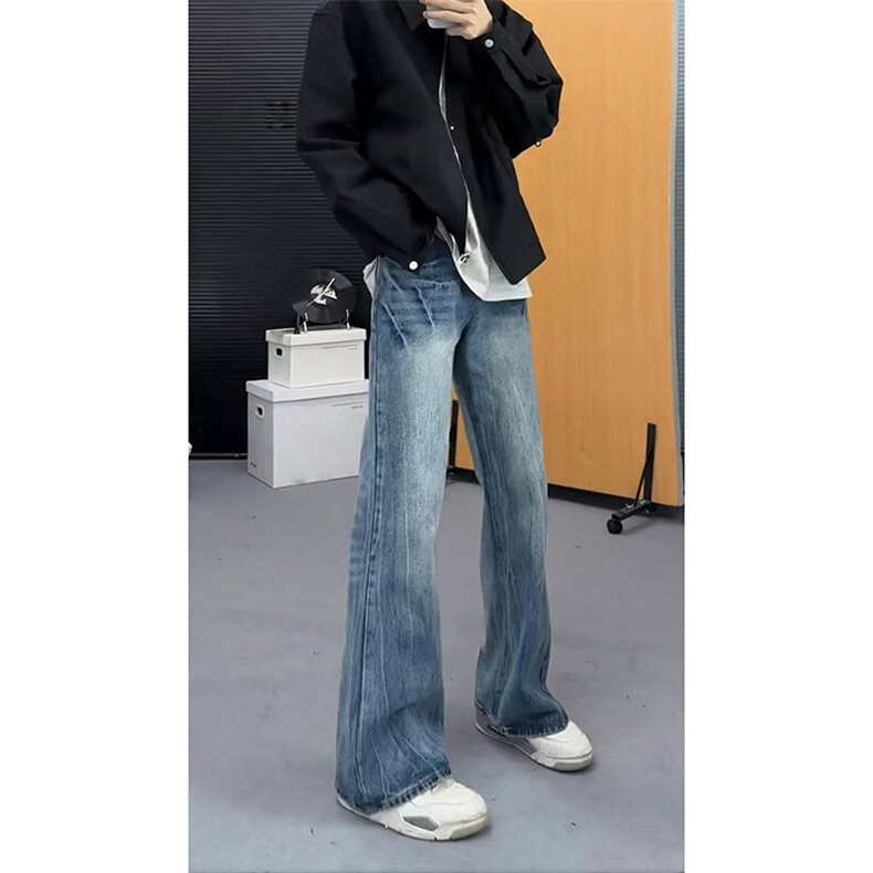 美式高街vibe重工艺水洗闪电纹hiphop牛仔裤货号K2593P55图片