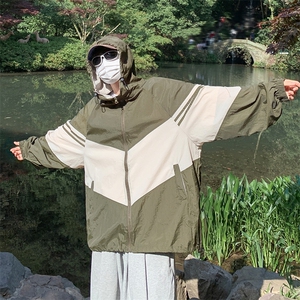 夏季薄款拼色防晒衣日系皮肤衣男女户外宽松休闲外套F07014-P43图片