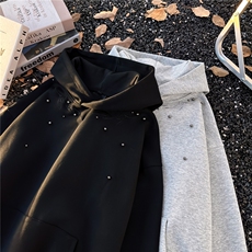 美式重磅Cleanfit复古钉珠刺绣设计连帽卫衣男LY74500-P50加绒55，男装卫衣，星座1008