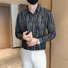秋冬新款男士简约长袖衬衫社会小伙店主风衬衣301A-1/CS605/P58，男装衬衫，星座301A-1